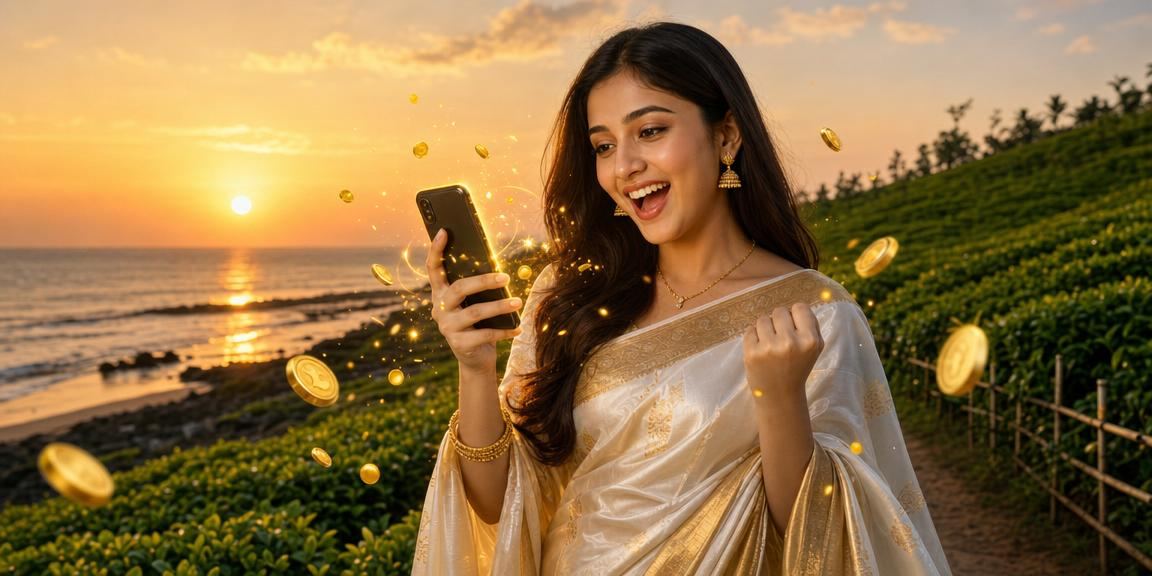 সেন্ট মার্টিনে সমুদ্রের পাশে মোবাইলে bd354 স্পোর্টস বেটিং উপভোগ করছেন একজন তরুণী